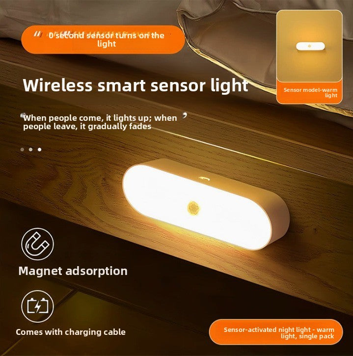 Smart Motion Sensor Night Light LED - USB Rechargeable Dual Mode for Home & Hallway